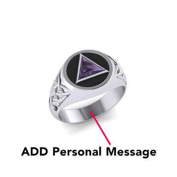 Celtic AA Symbol Sterling Silver Ring with Gemstone TR1020 With Engraving